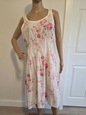 Johnny Was White Floral Midi Dress